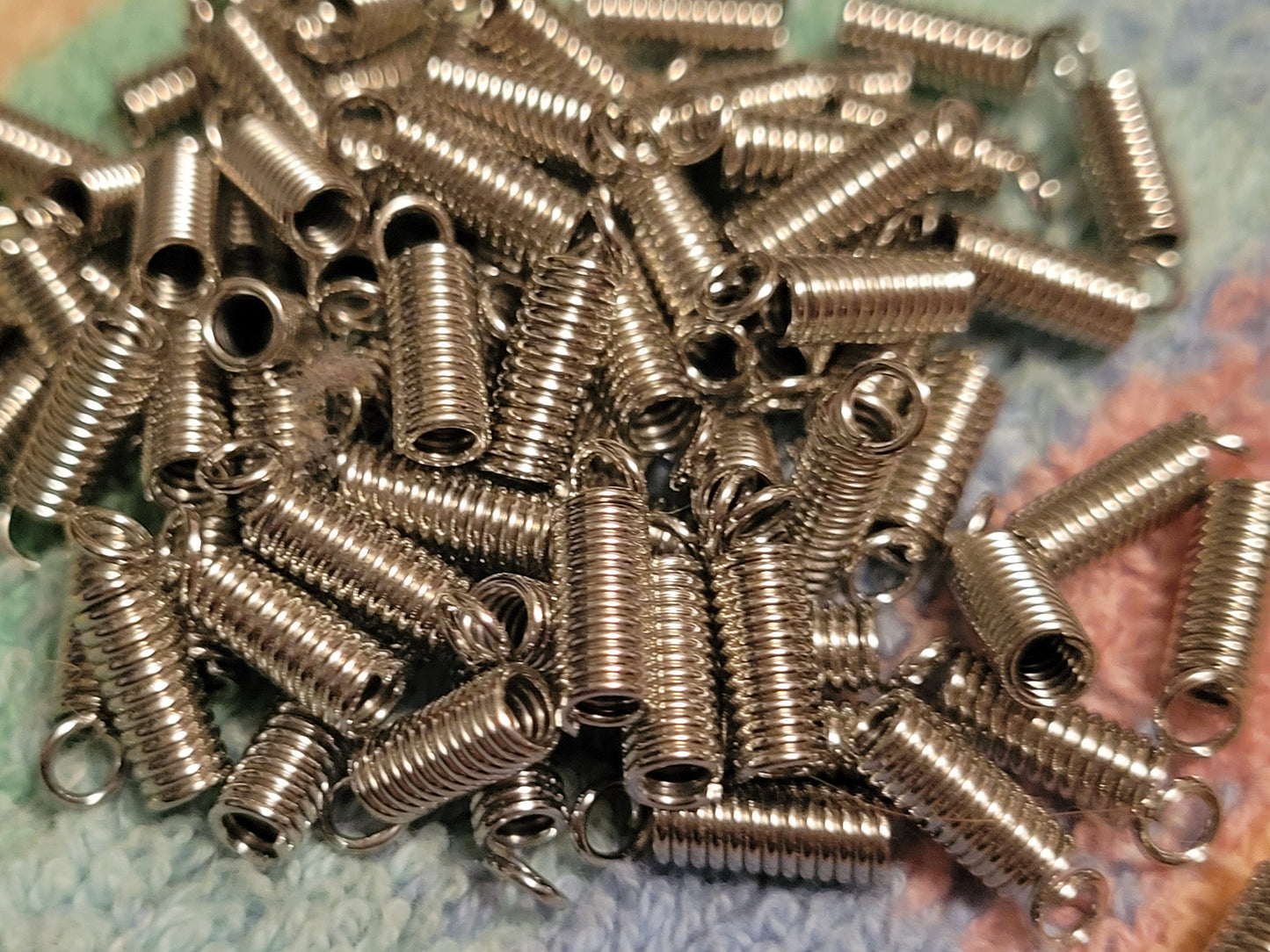 50 Spring Coil Crimp Necklace Closure Connectors 4mm X 9mm Jewelry Making