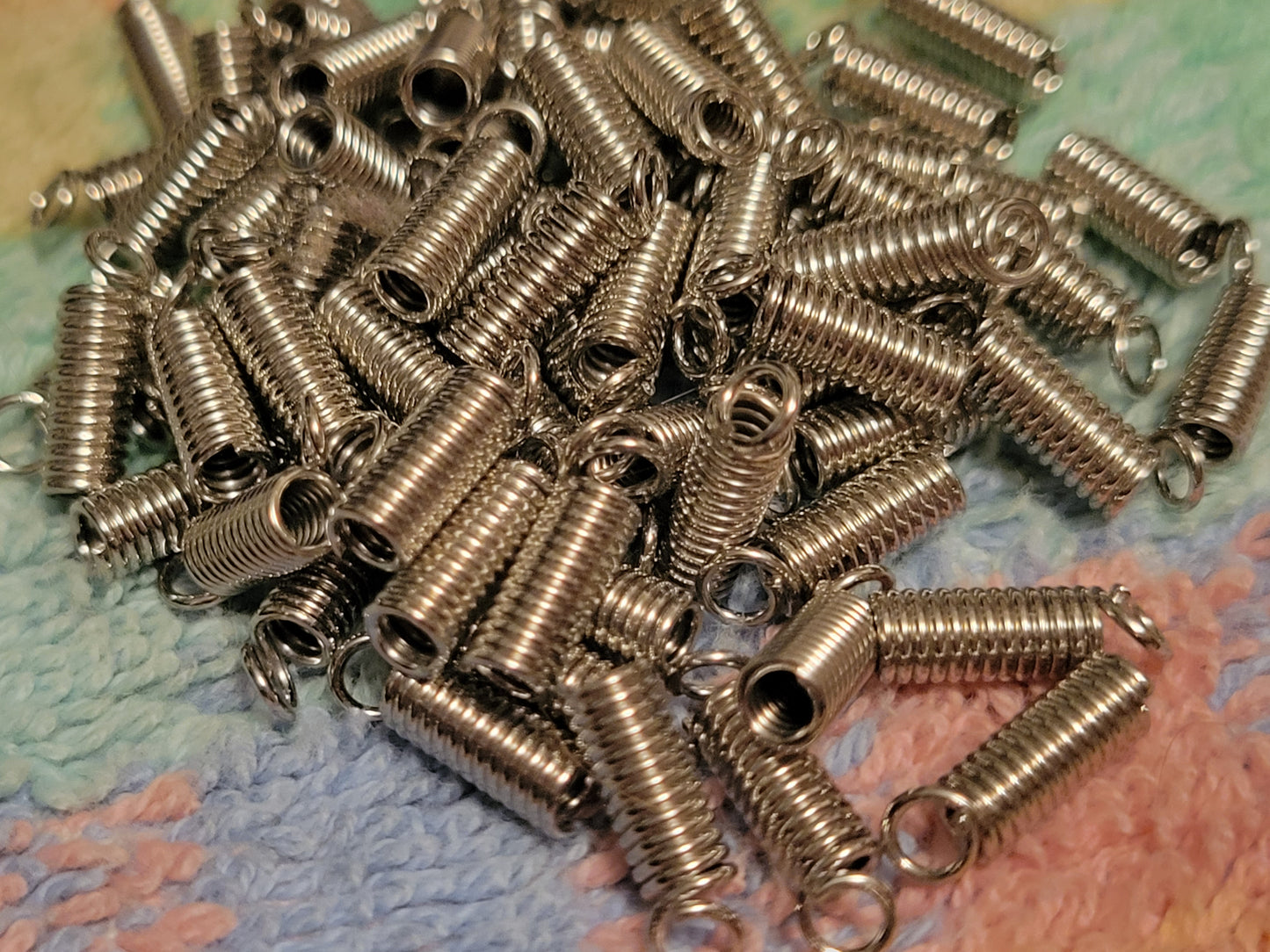 50 Spring Coil Crimp Necklace Closure Connectors 4mm X 9mm Jewelry Making