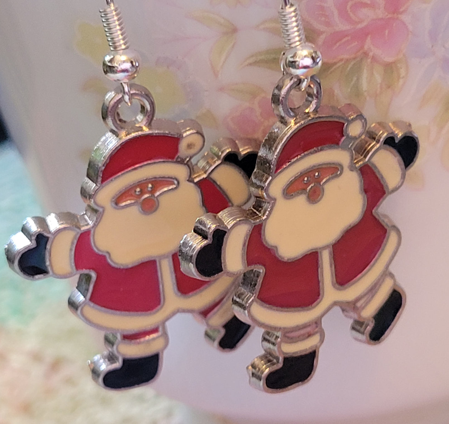 Artisan Adorable SANTA Vintage Style Dangle Drop Earrings French Wire...