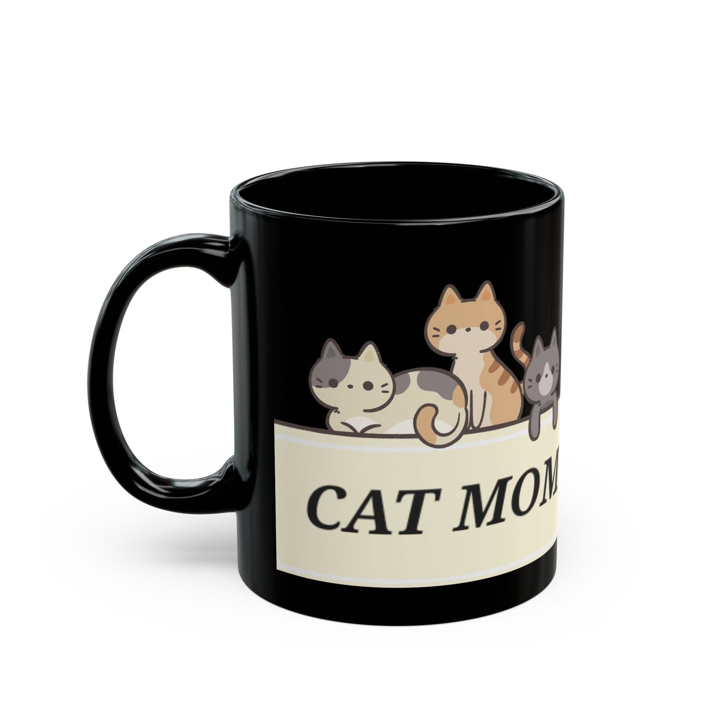 CAT MOM 11oz Black Coffee Mug