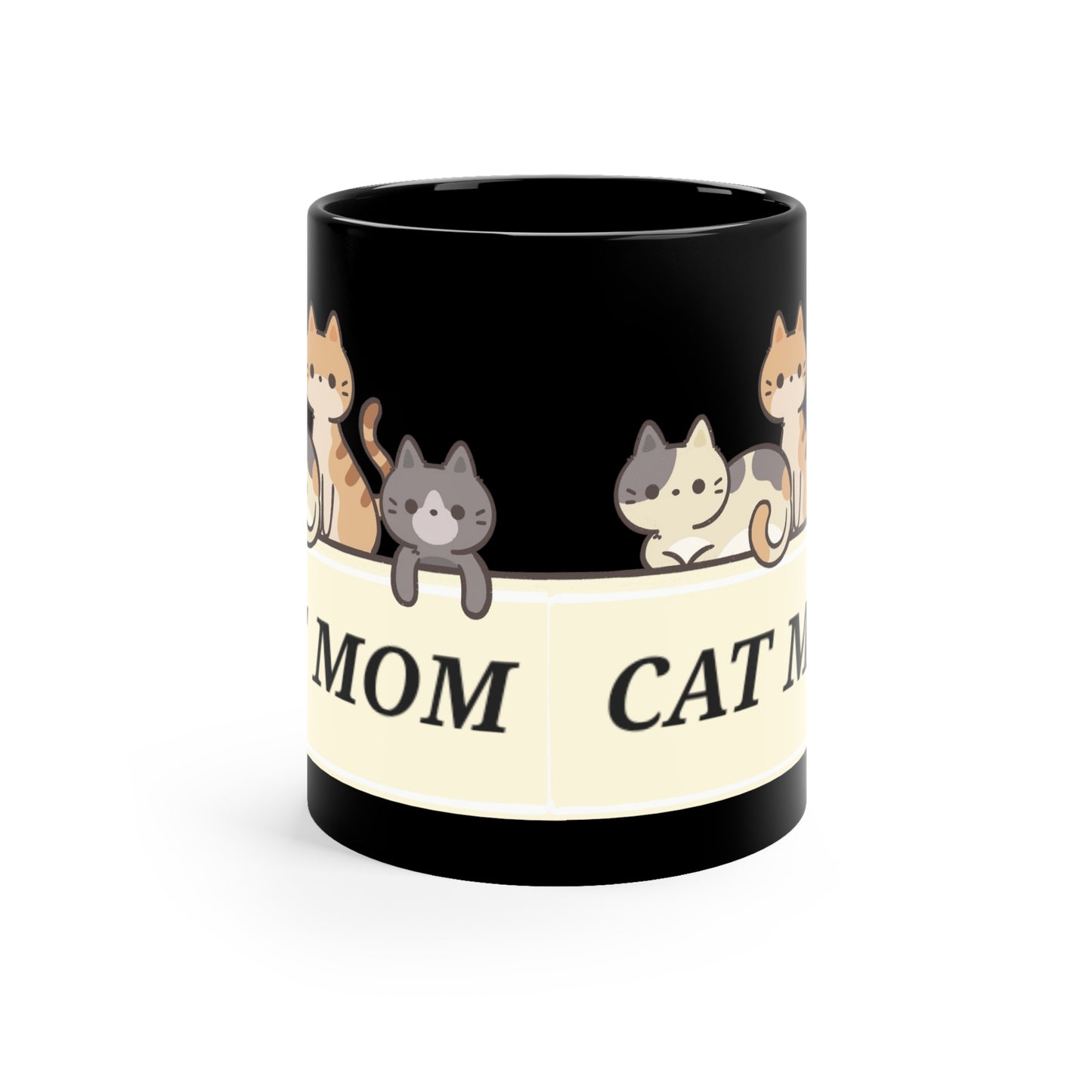 CAT MOM 11oz Black Coffee Mug