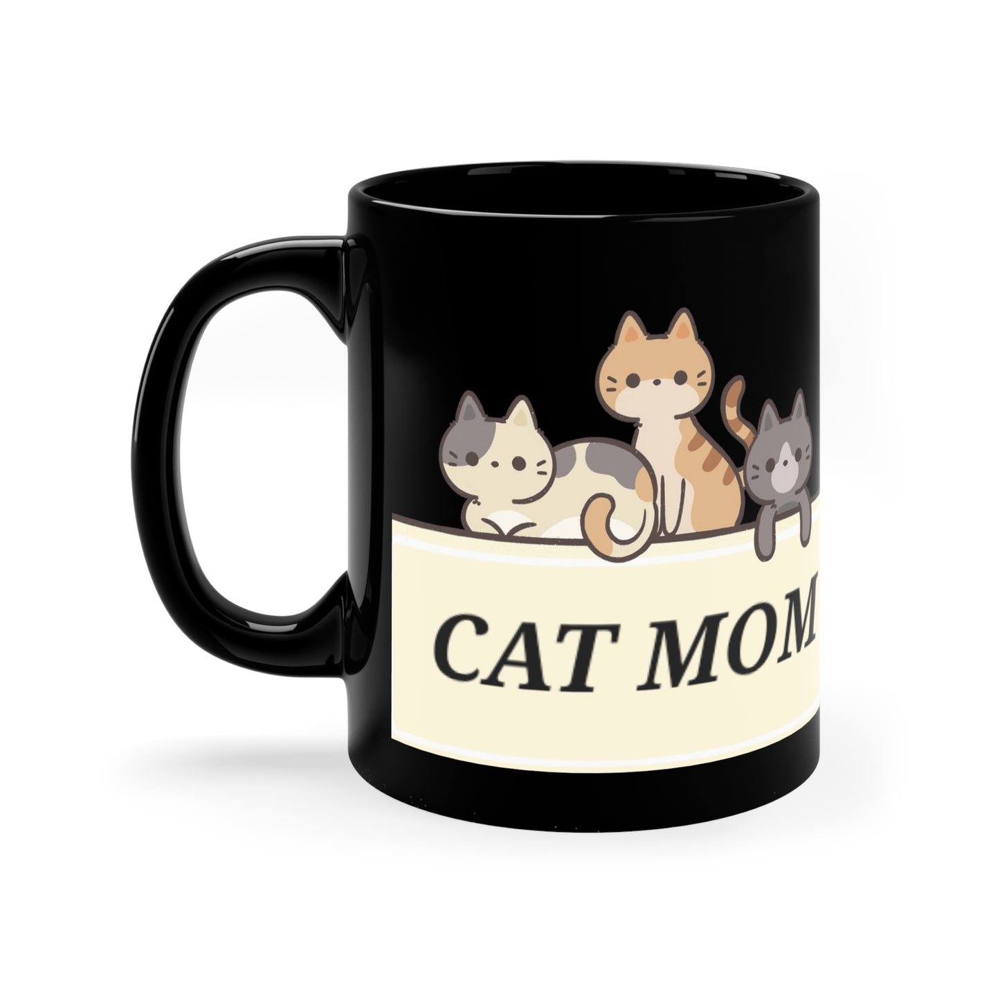CAT MOM 11oz Black Coffee Mug