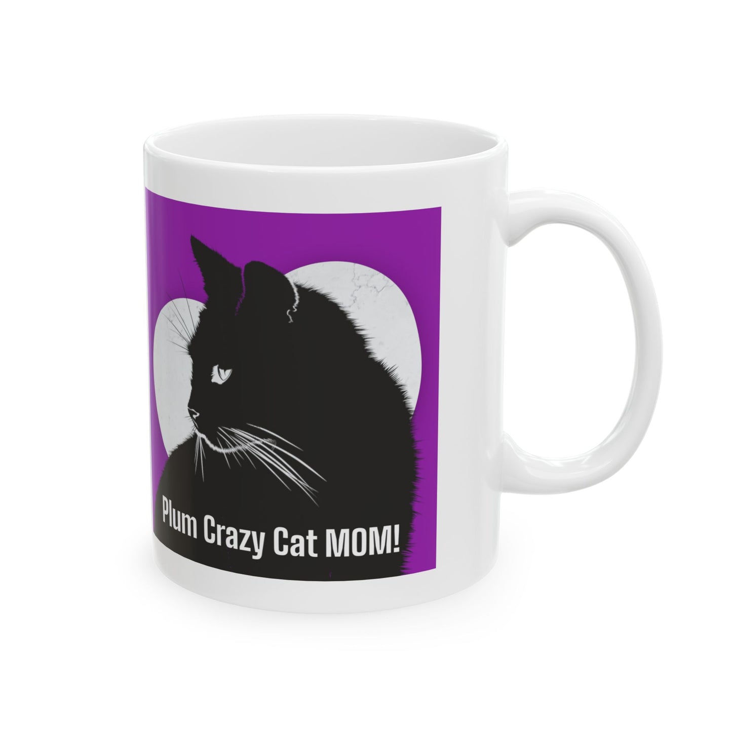Plum Crazy Cat MOM! Ceramic Coffee Mug 11oz