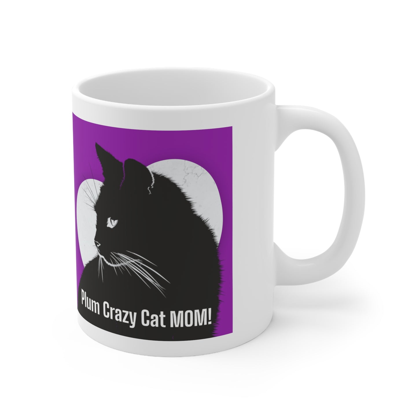 Plum Crazy Cat MOM! Ceramic Coffee Mug 11oz