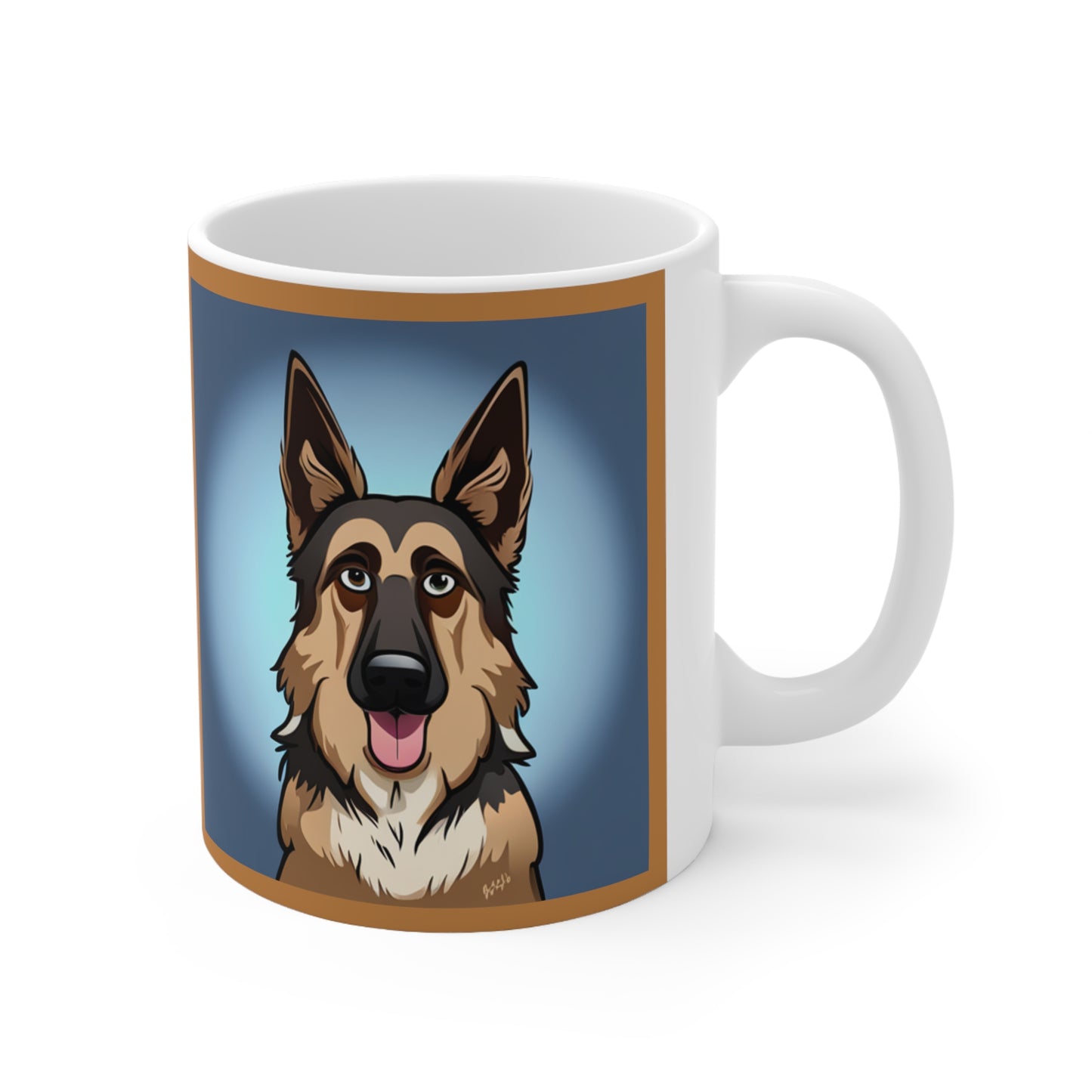 German Shepherd Dog Caricature Ceramic Coffee Cup, 11oz or 15oz