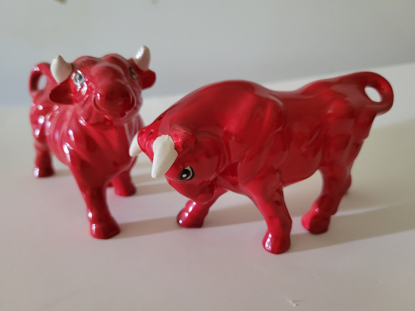 Red Bull Cow Googly Eyes 1960s Vintage Japan Salt & Pepper Shakers