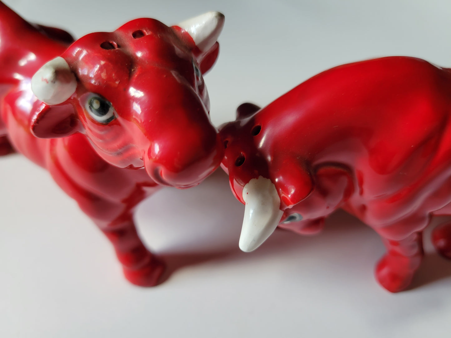 Red Bull Cow Googly Eyes 1960s Vintage Japan Salt & Pepper Shakers
