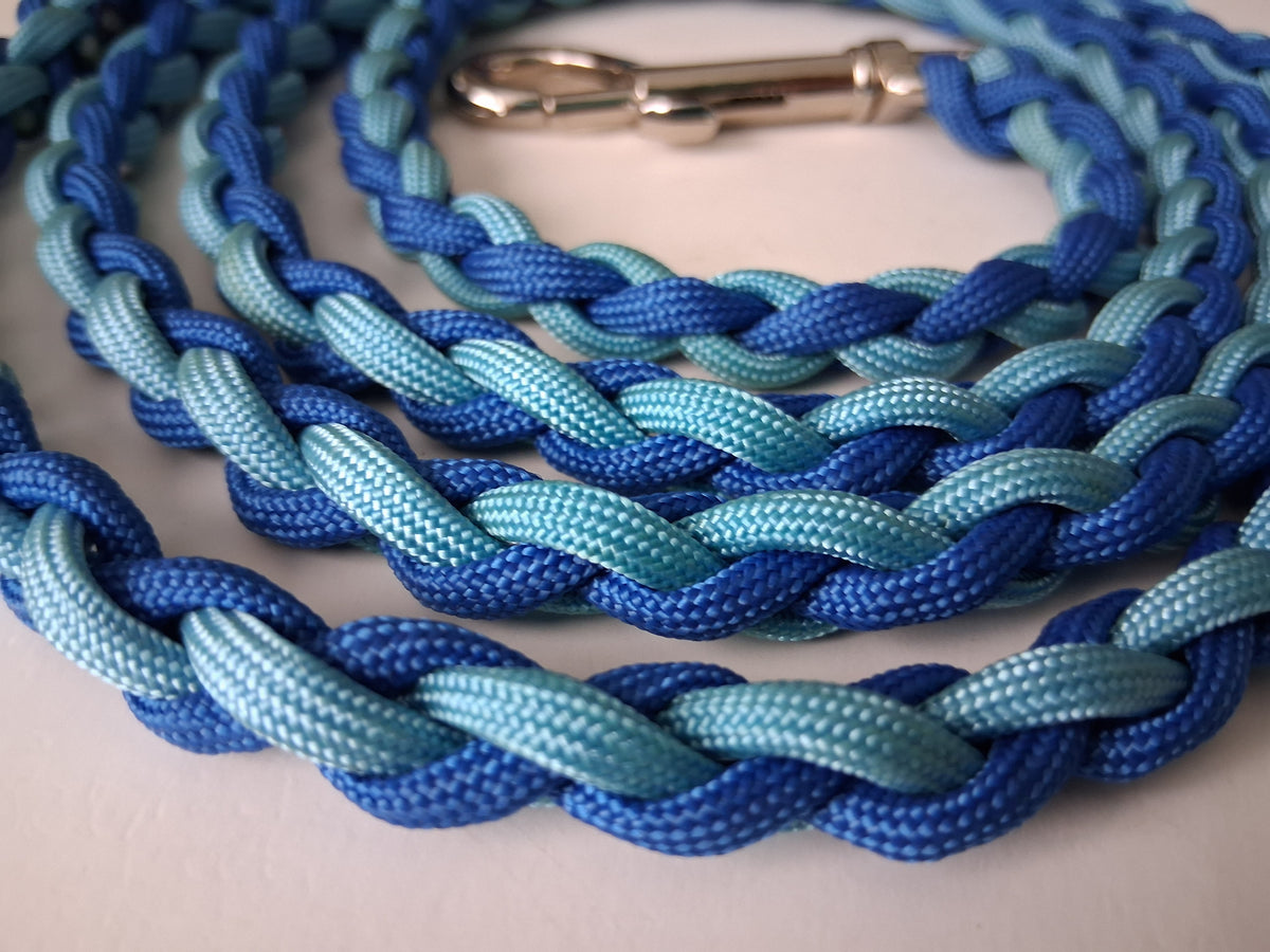 Paracord Braided Dog Leash Lead Handmade Large/Medium Dog (Two Tone Blue) Training Lead