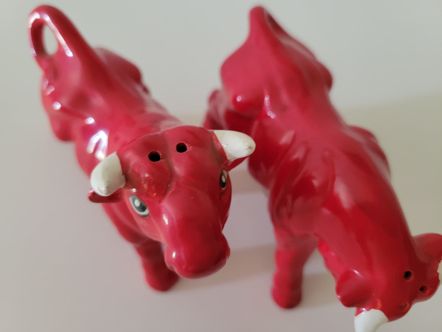 Red Bull Cow Googly Eyes 1960s Vintage Japan Salt & Pepper Shakers