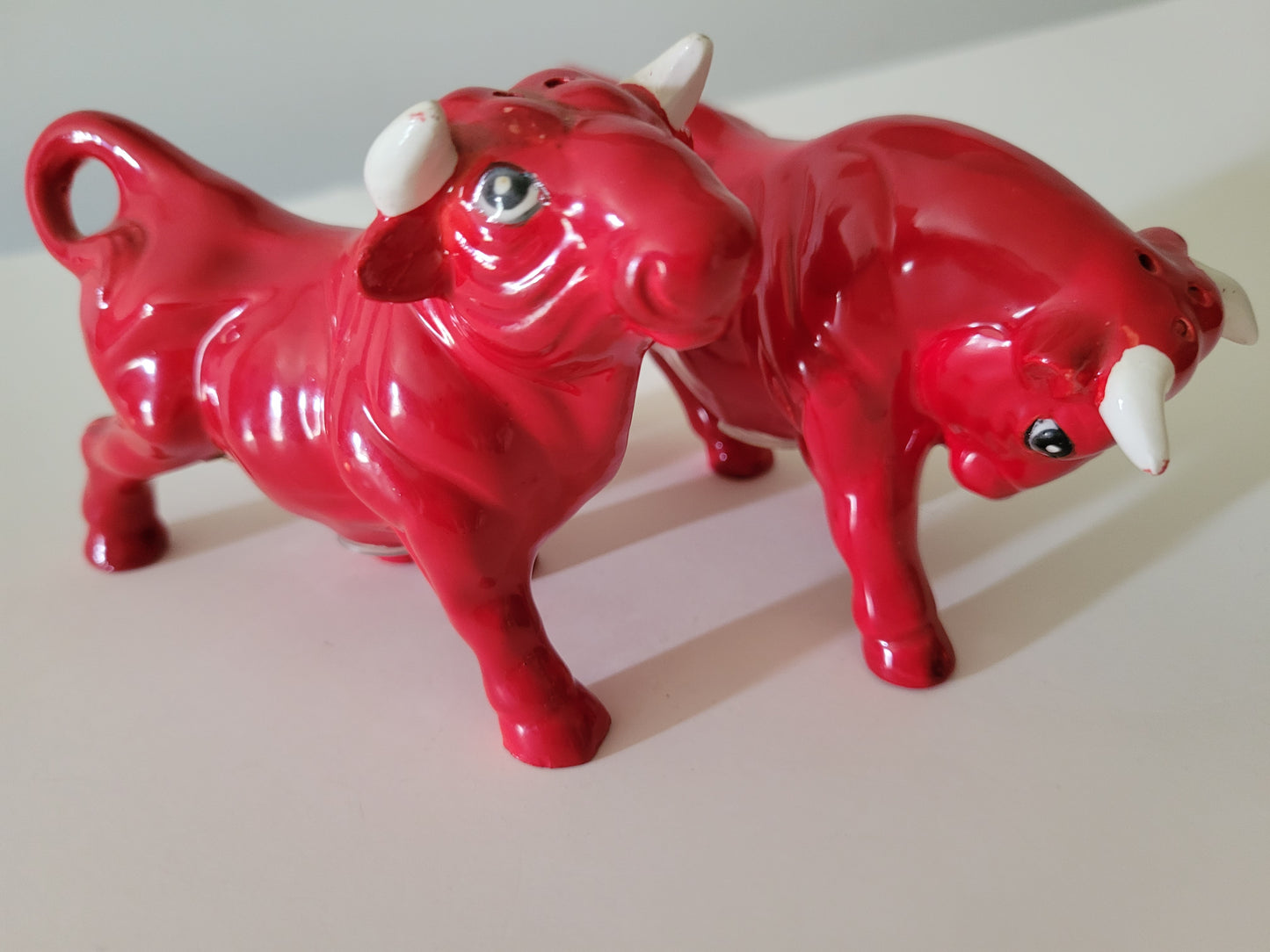 Red Bull Cow Googly Eyes 1960s Vintage Japan Salt & Pepper Shakers