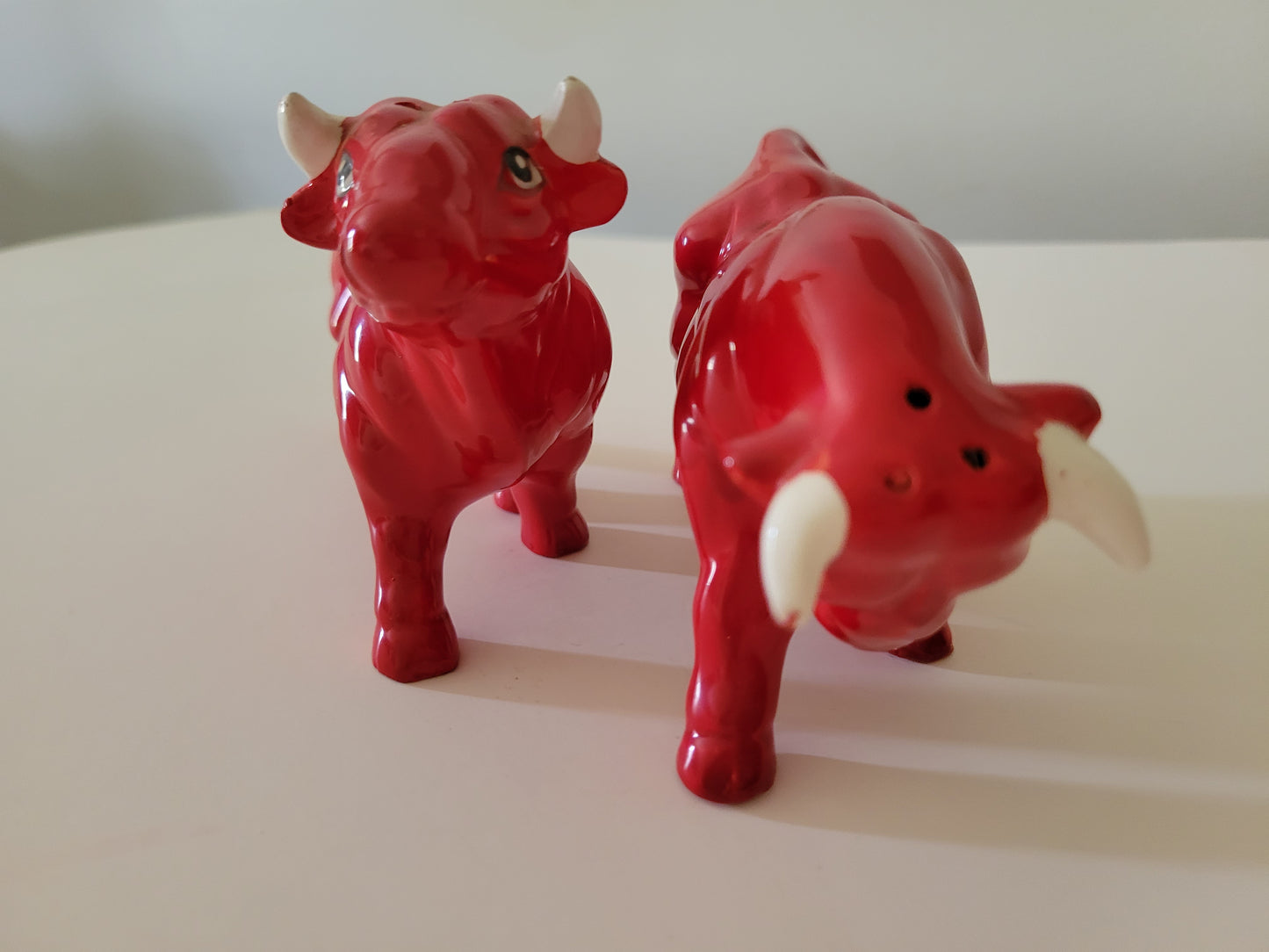 Red Bull Cow Googly Eyes 1960s Vintage Japan Salt & Pepper Shakers