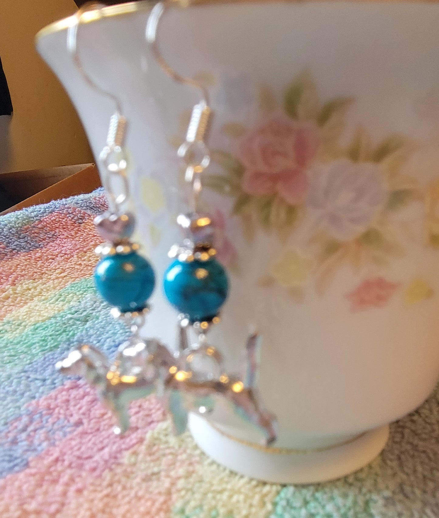 Artisan BEAGLE Dog Breed Dangle Earrings OOAK Handmade TURQUOISE