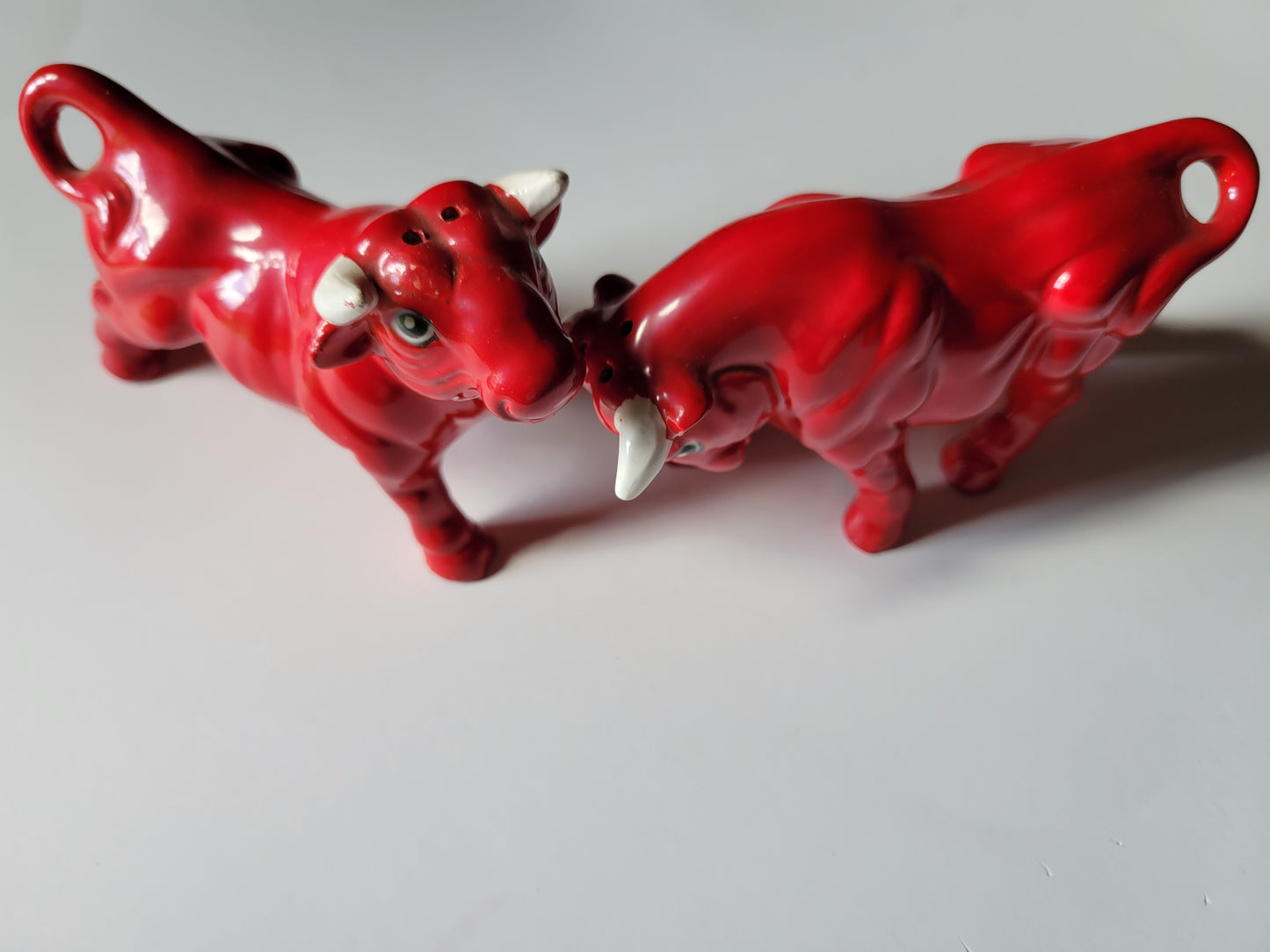 Red Bull Cow Googly Eyes 1960s Vintage Japan Salt & Pepper Shakers