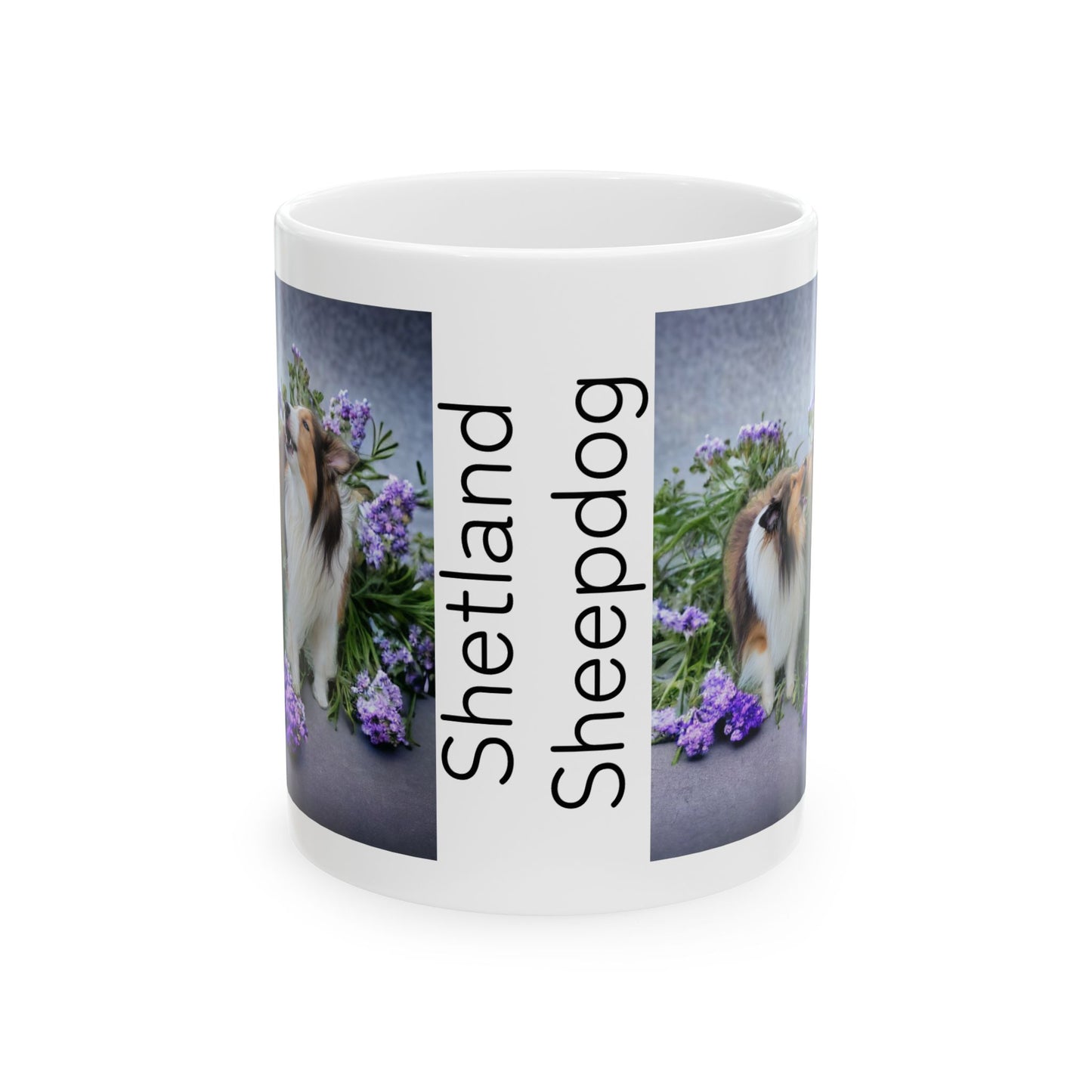 Shelties in Lavender Ceramic Coffee Mug 11 oz