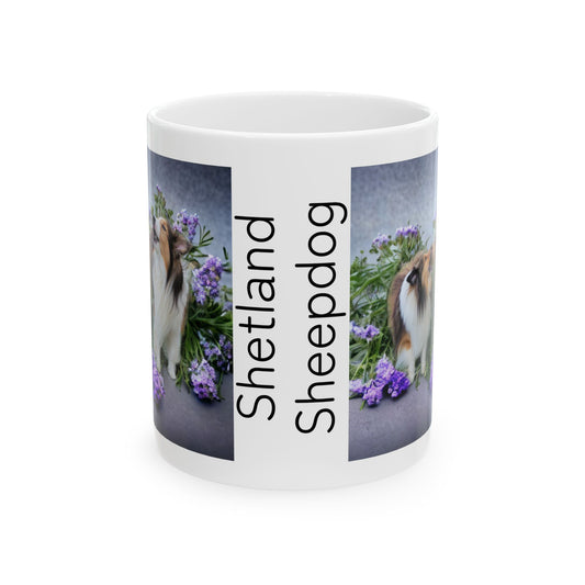 Shelties in Lavender Ceramic Coffee Mug 11 oz