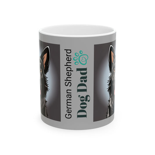 DOG DAD Black German Shepherd Ceramic Mug 11oz