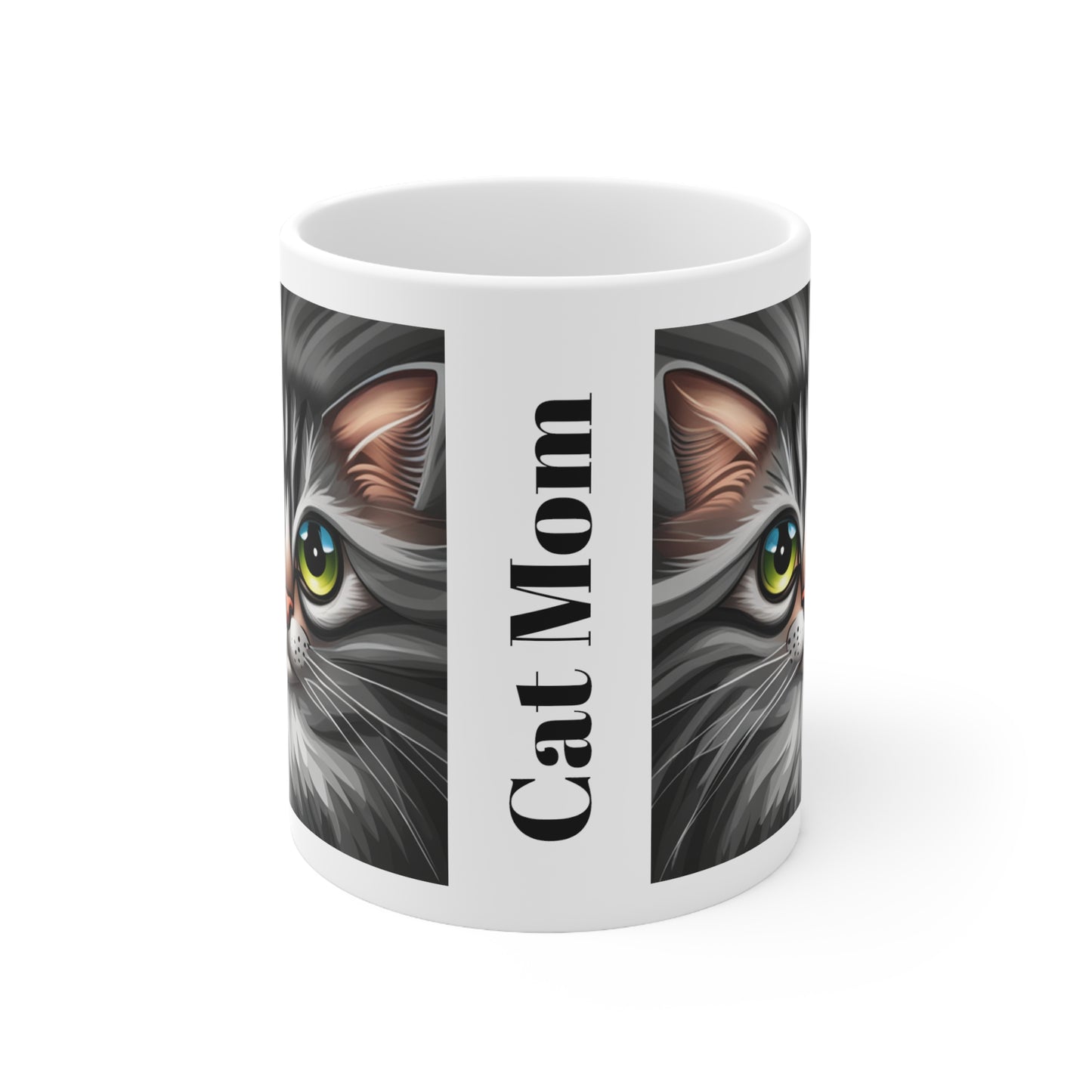 Cat MOM Gray Tabby Cat Ceramic Mug 11oz