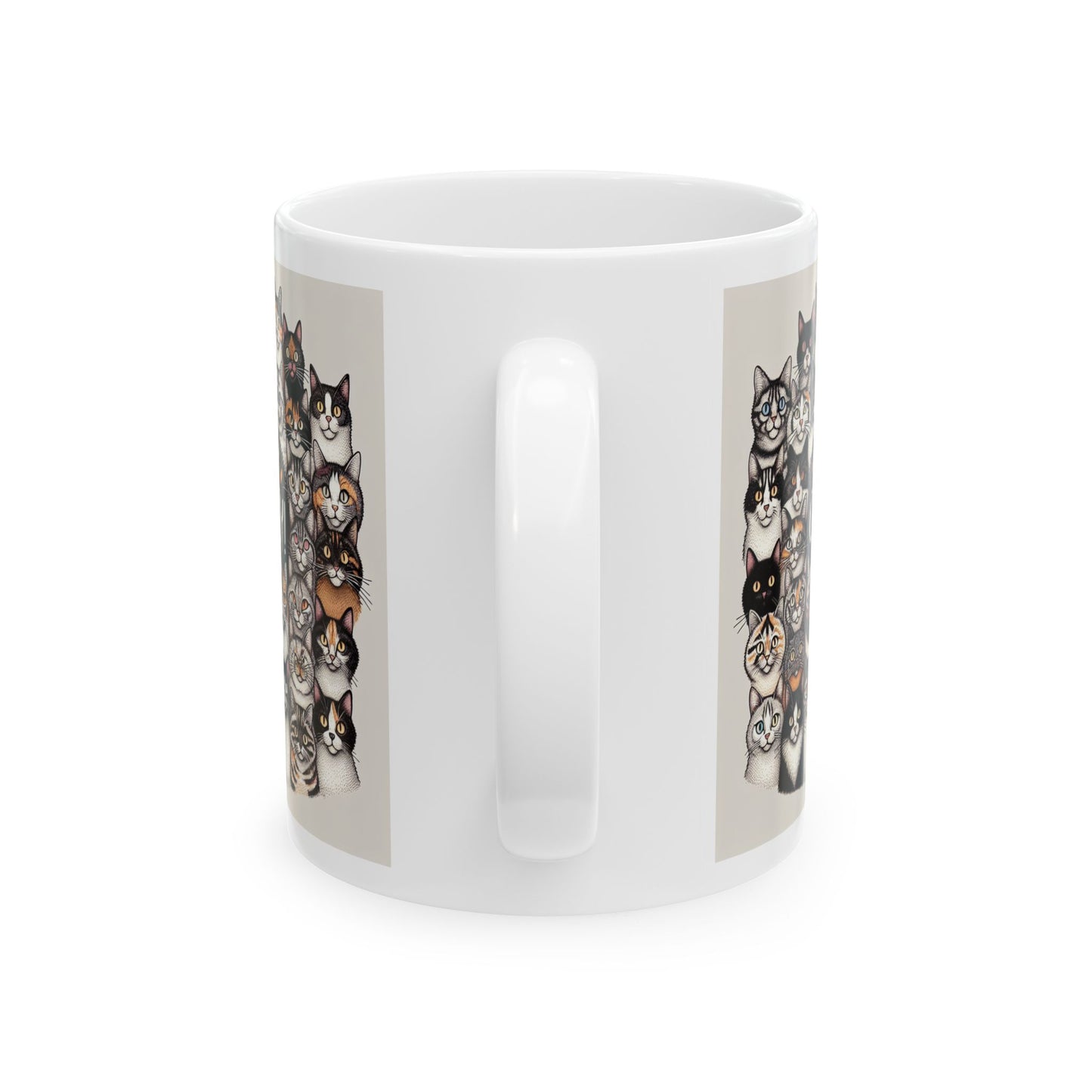 CRAZY CAT LADY! Pile of Cats White Ceramic Mug (11oz)