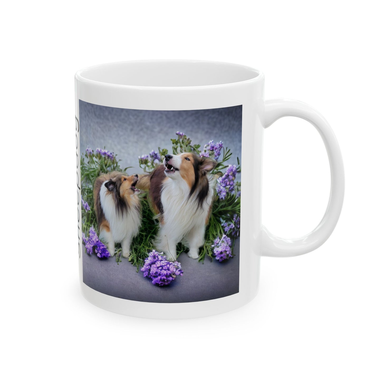 Shelties in Lavender Ceramic Coffee Mug 11 oz