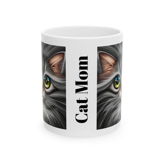 Cat MOM Gray Tabby Cat Ceramic Mug 11oz