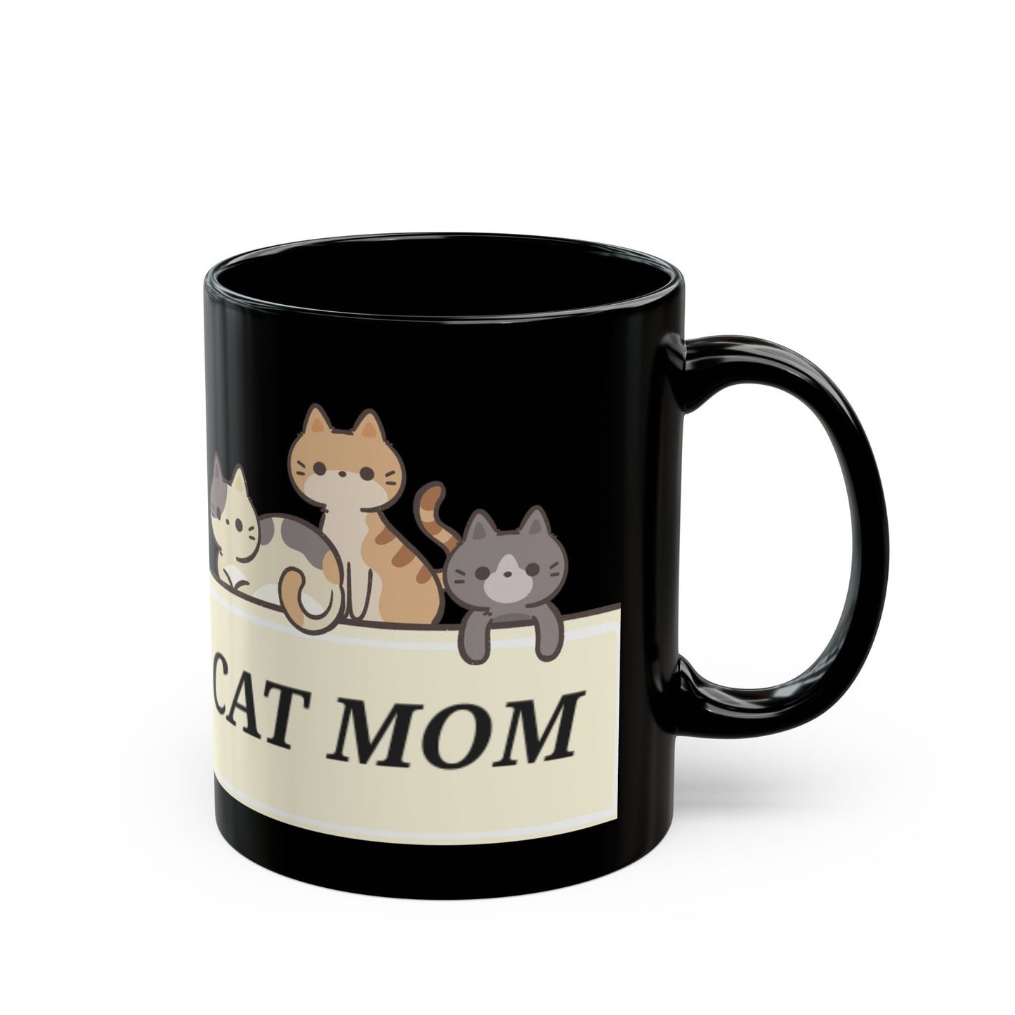 CAT MOM 11oz Black Coffee Mug