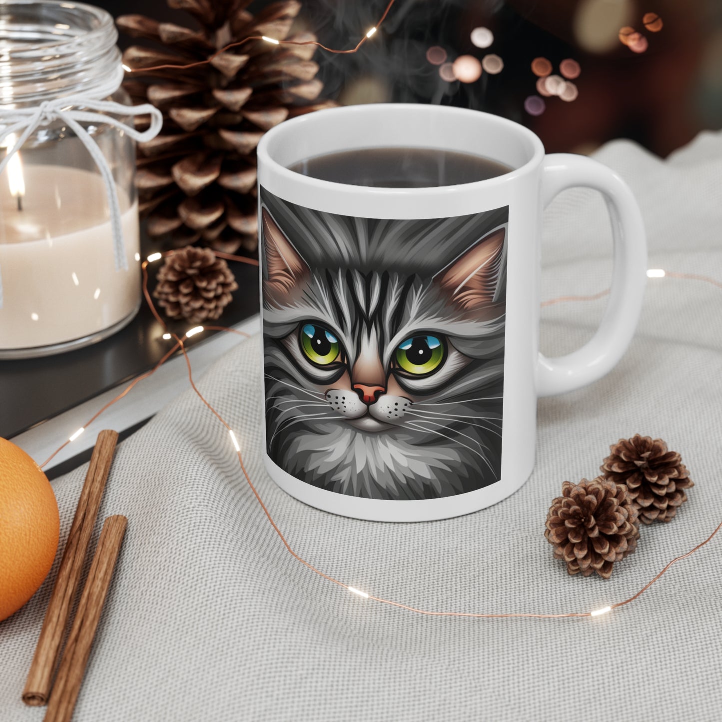 Cat MOM Gray Tabby Cat Ceramic Mug 11oz