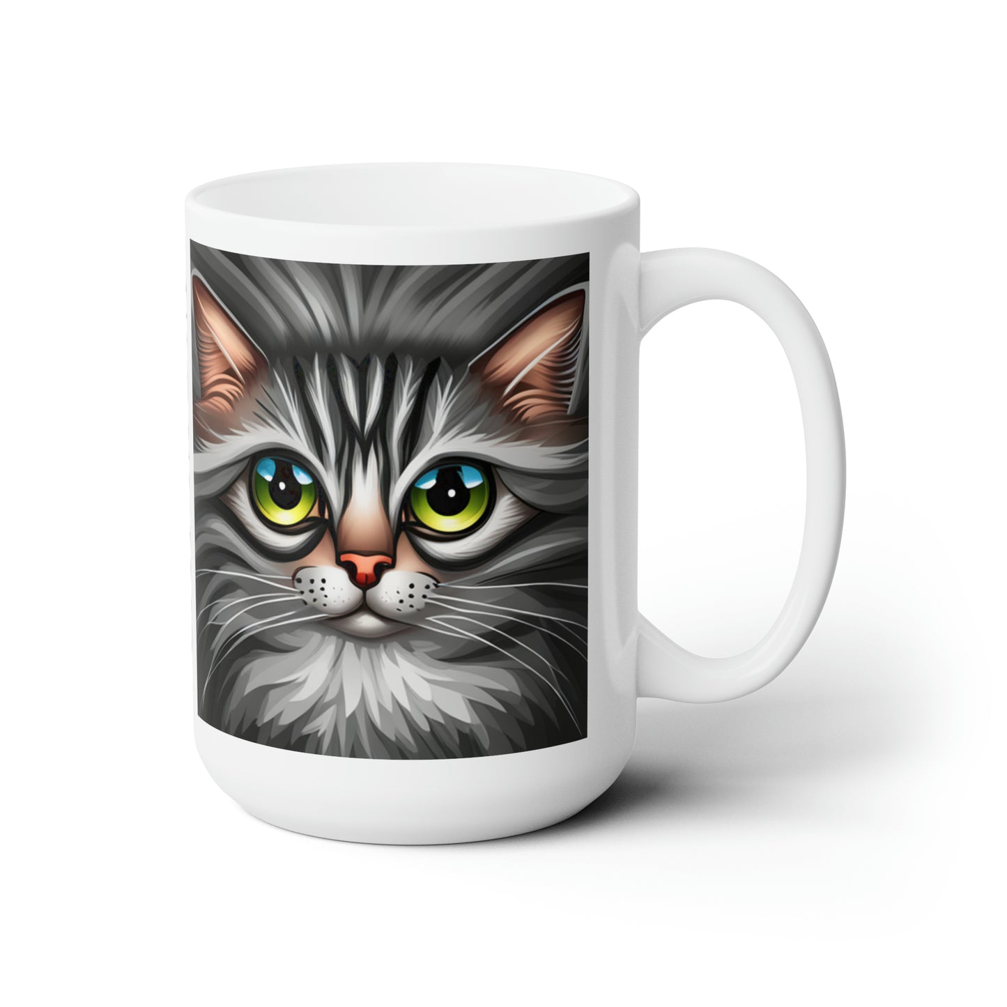 Cat Mom Gray Tabby Cat Ceramic Mug 15oz