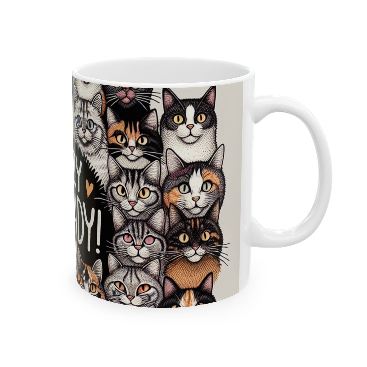 Crazy Cat Lady White Ceramic Mug, (11oz)