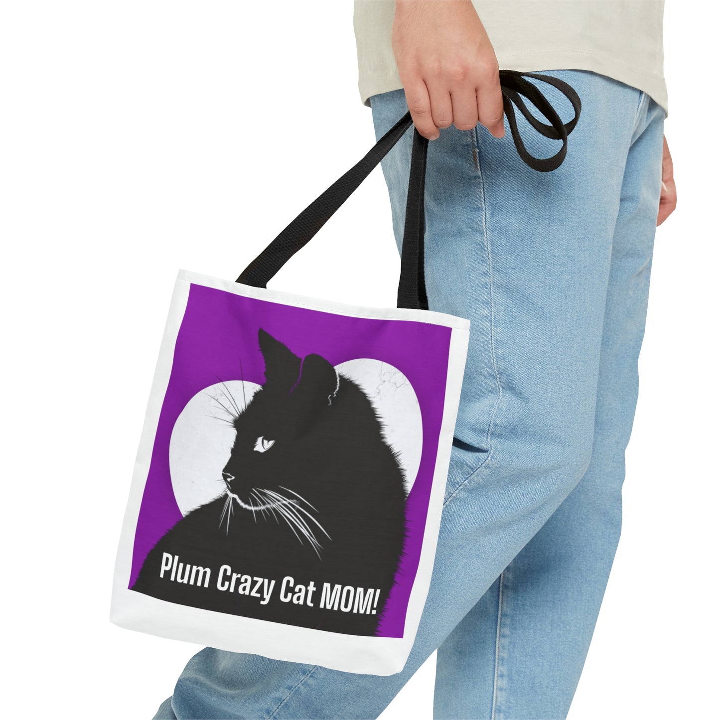 Plum Crazy CAT MOM! Tote Bag (AOP)