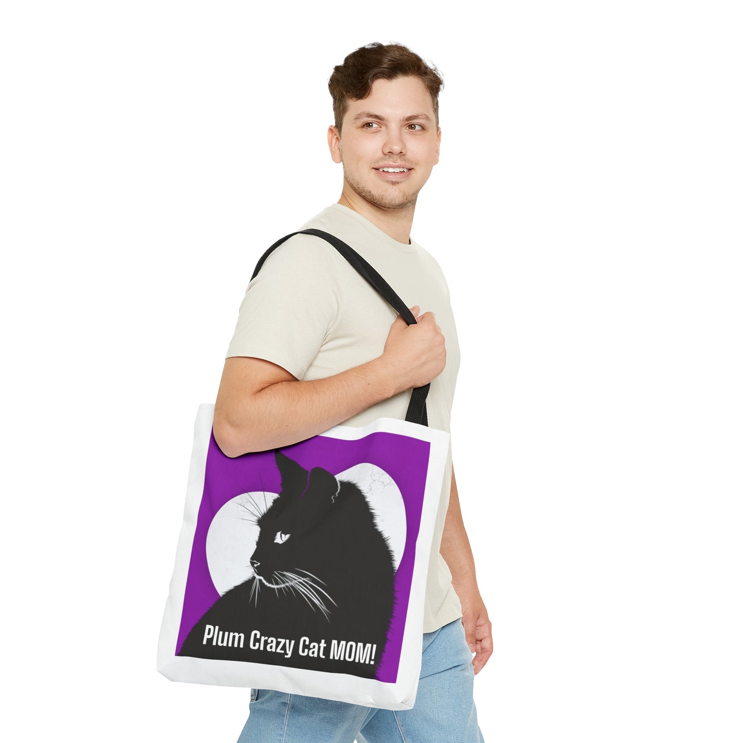 Plum Crazy CAT MOM! Tote Bag (AOP)