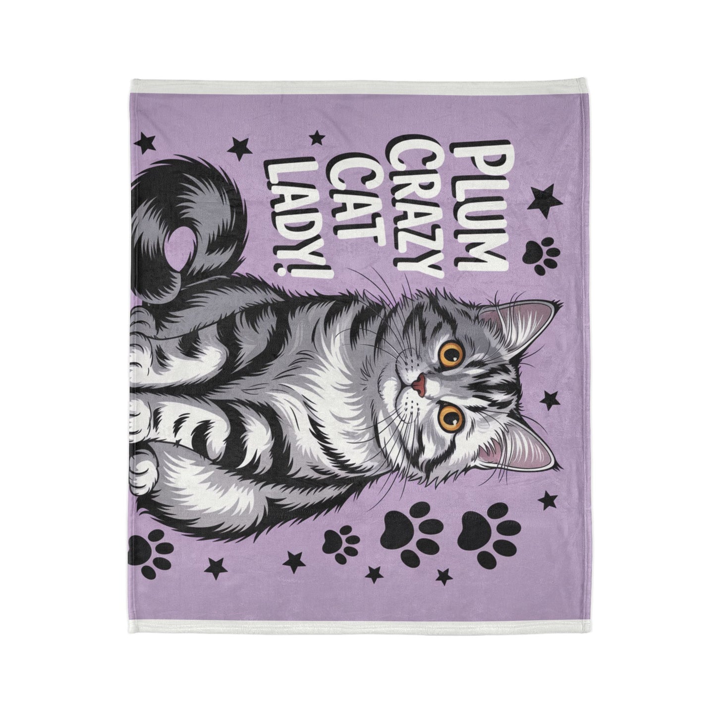 Plum Crazy Cat Lady Blanket — Cute Purple Cat Throw for Cat Lovers 50x60