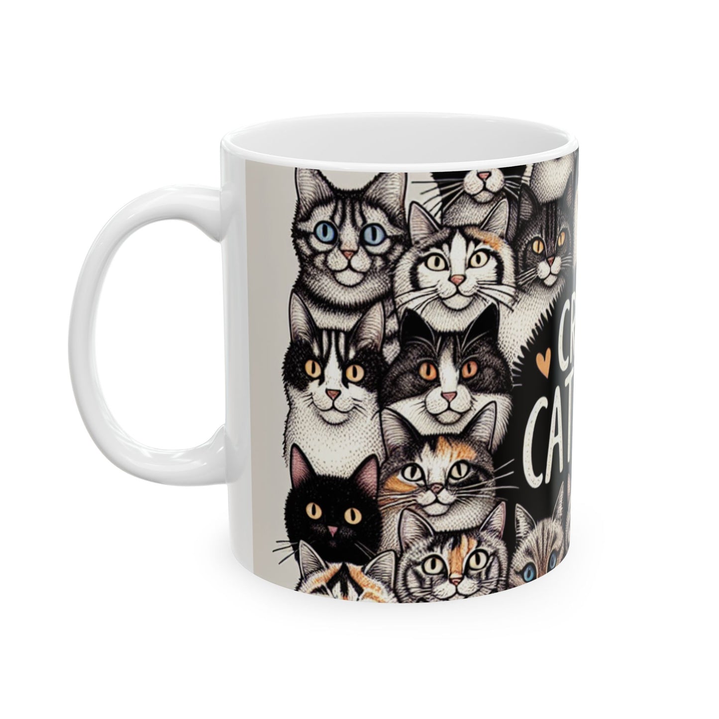 Crazy Cat Lady White Ceramic Mug, (11oz)