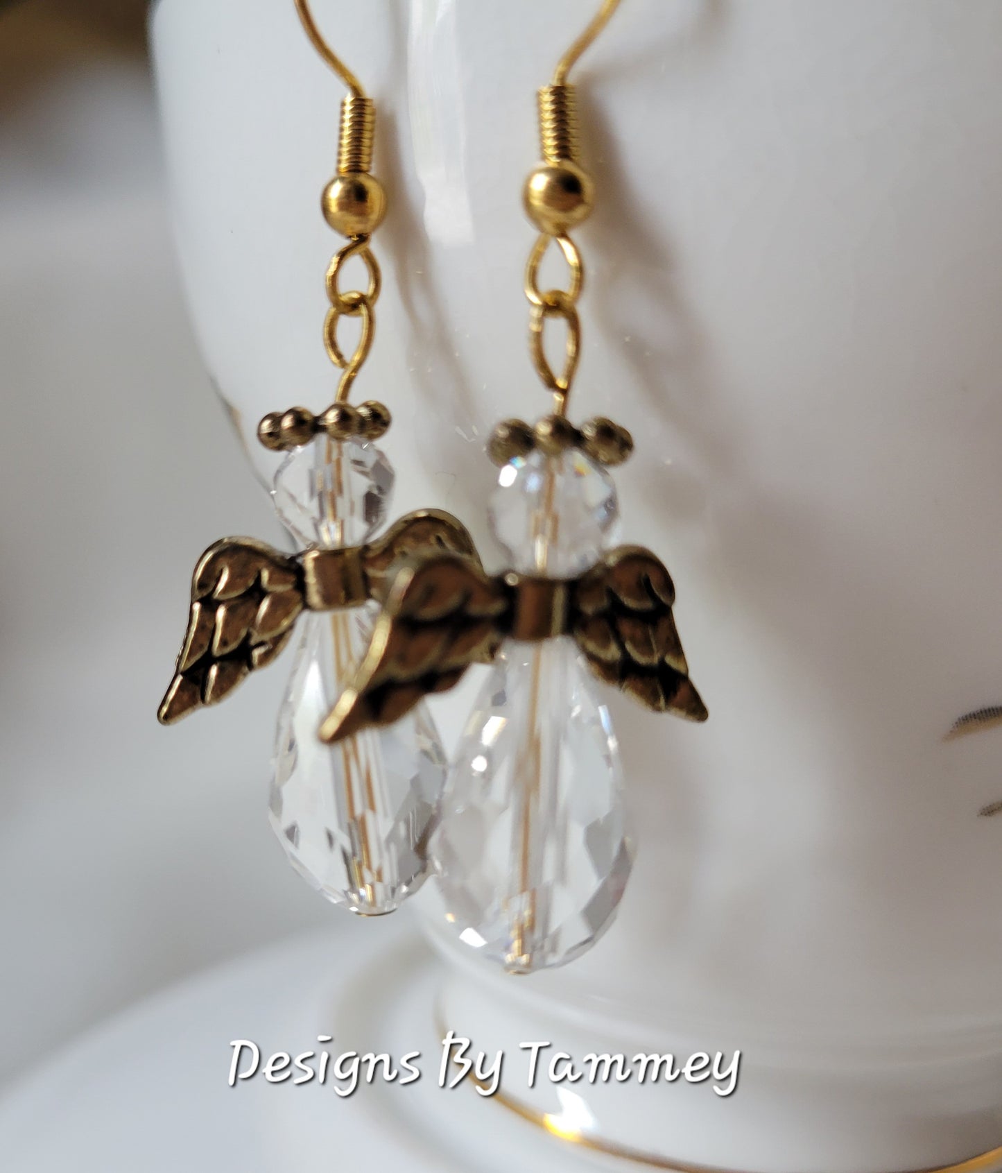 Crystal ANGEL Clear Crystal Dangle Drop FashionEarrings