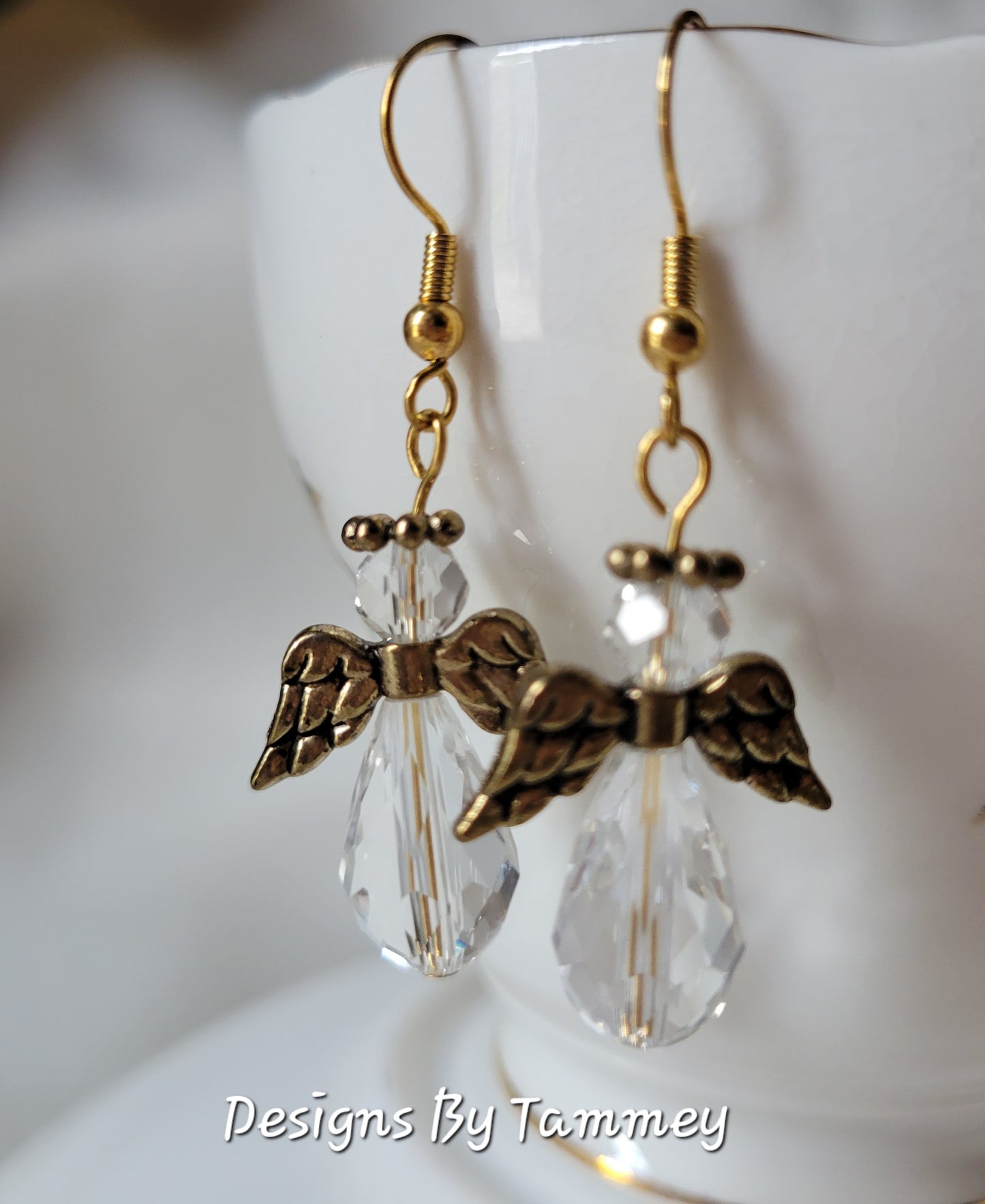 Crystal ANGEL Clear Crystal Dangle Drop FashionEarrings