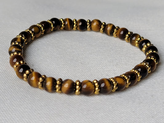 Tiger's Eye Crystal Gemstone Inspirational Beaded Bracelet "Stretchy"