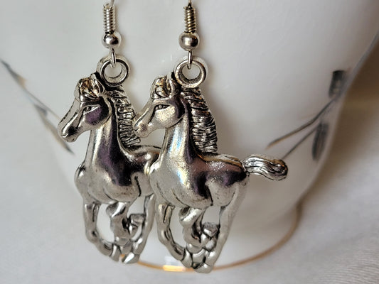 Horse Earrings Galloping Horse Dangle Drop