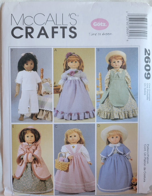 McCalls #2609 Doll Sewing Pattern 18 inch Doll Clothes Dresses, Pajamas, Coat