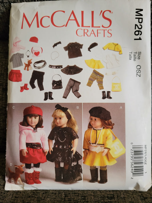 McCalls # MP261 18 Inch Doll Clothes Sewing Pattern Skirt. Blouse. Pants & More