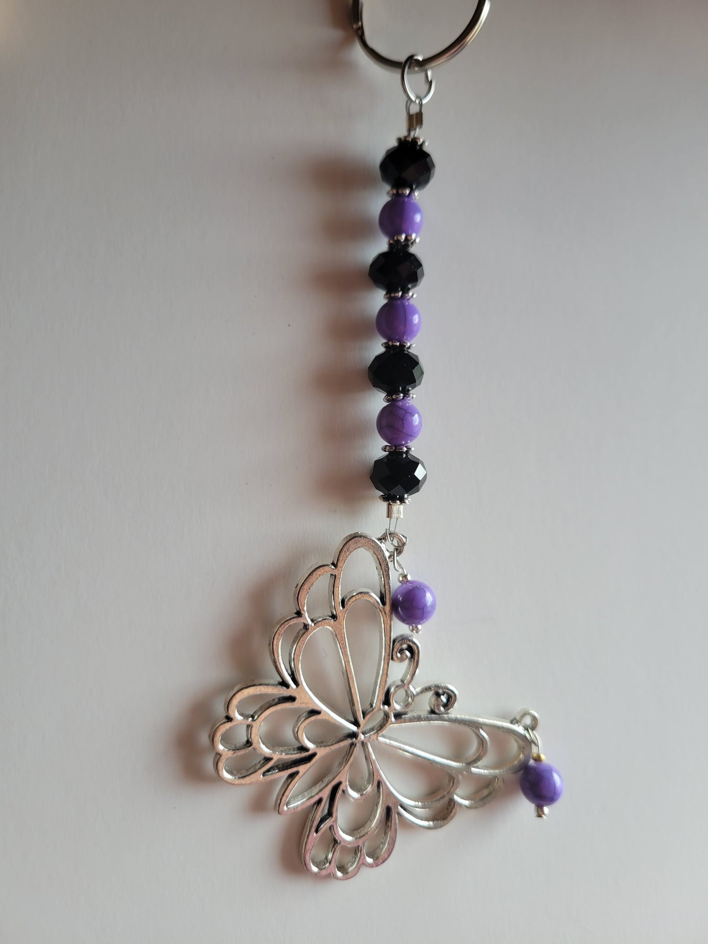 Butterfly and Crystal Bling Key Chain (Black/Purple)