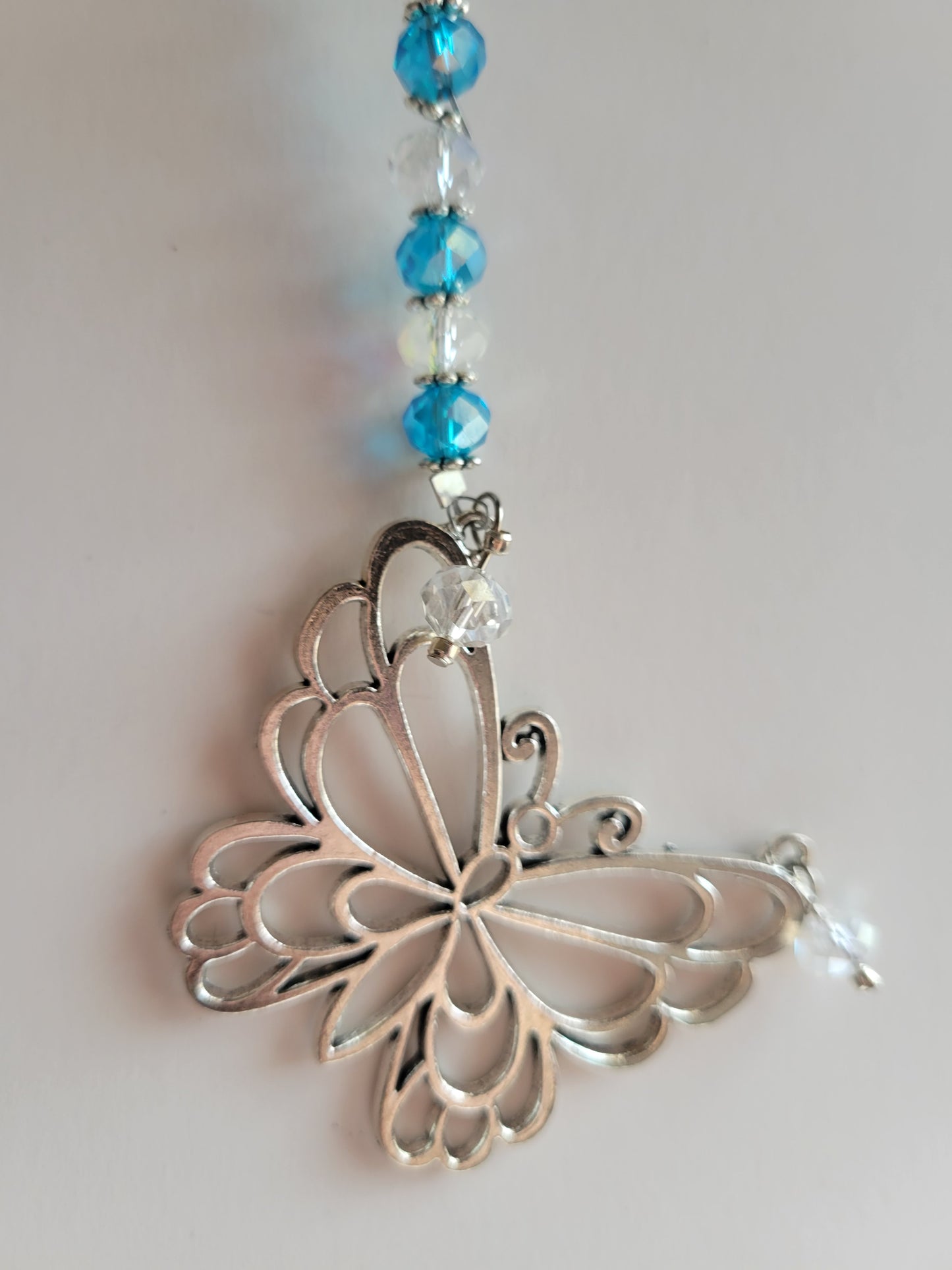 Butterfly and Crystal Bling Key Chain (Turquoise)