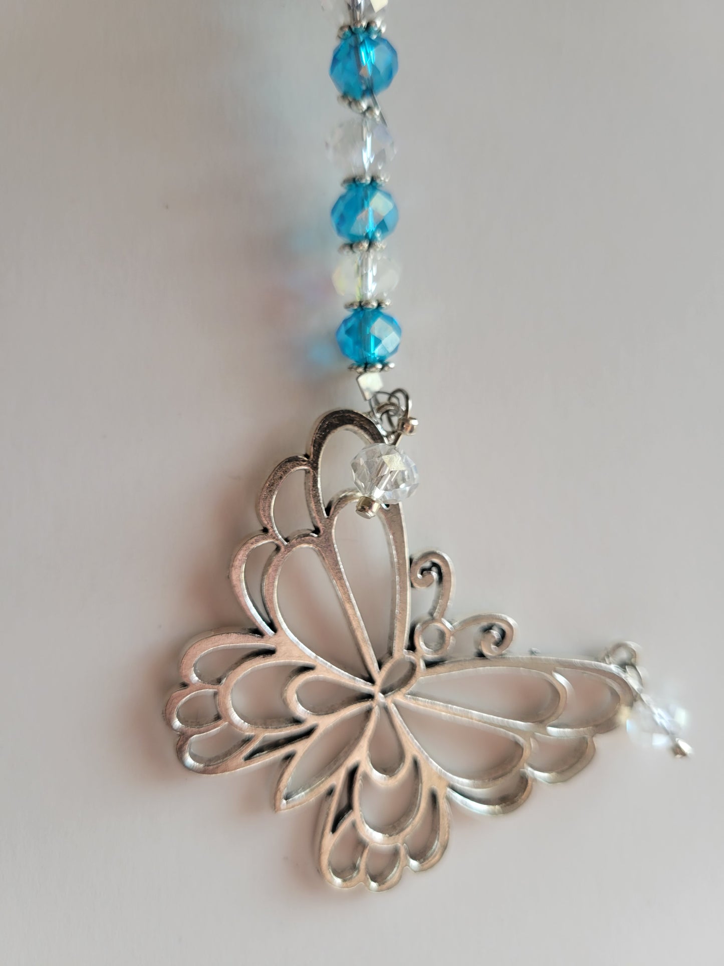 Butterfly and Crystal Bling Key Chain (Turquoise)