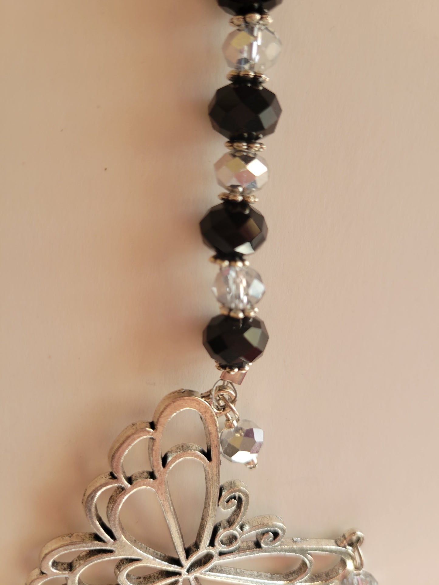 Butterfly and Crystal Bling Key Chain (Black/Clear)