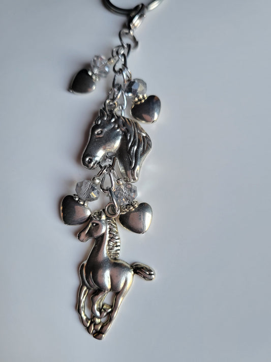 Horse Key Chain/Zipper Pull/Purse Decor (Silver)