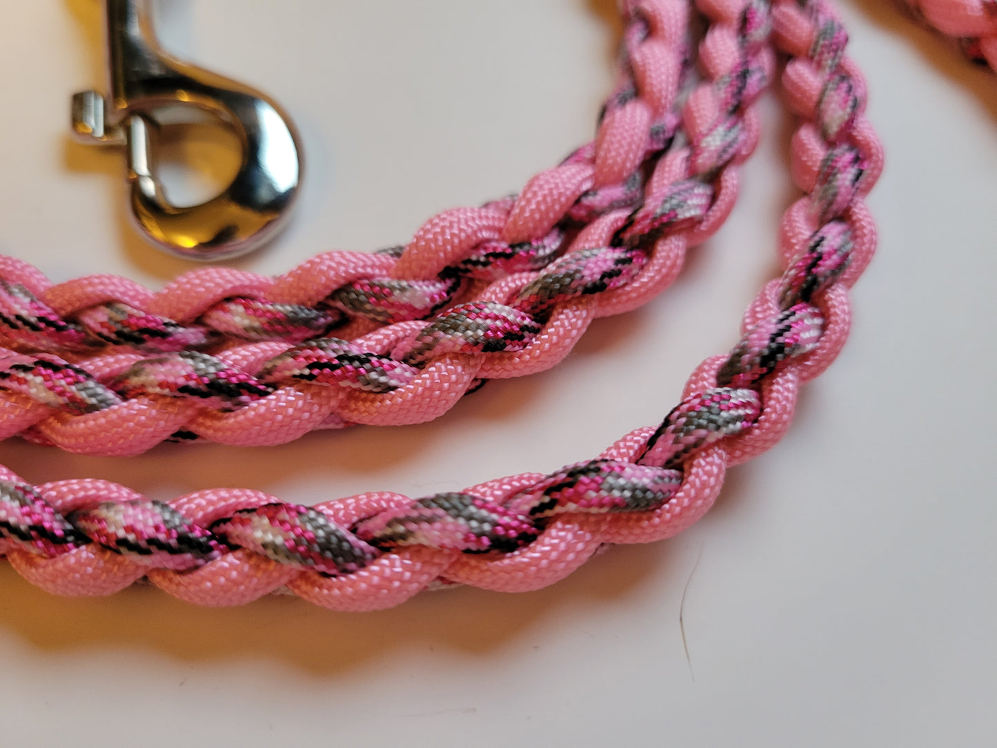 Paracord Braided Dog Leash Lead 5 1/2 ft (Pink Camo & Pink) Med or Lg Dog Training Walking