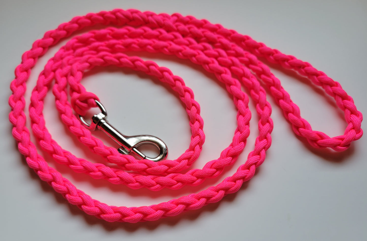 Paracord Braided Dog Leash Lead 5 1/2 ft (Bright Neon Pink) Med or Lg Dog Training Walking