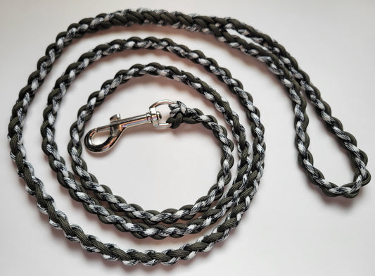 Paracord Braided Dog Leash Lead 5 1/2 ft (Olive Drab & Camo) Med or Lg Dog Training Walking