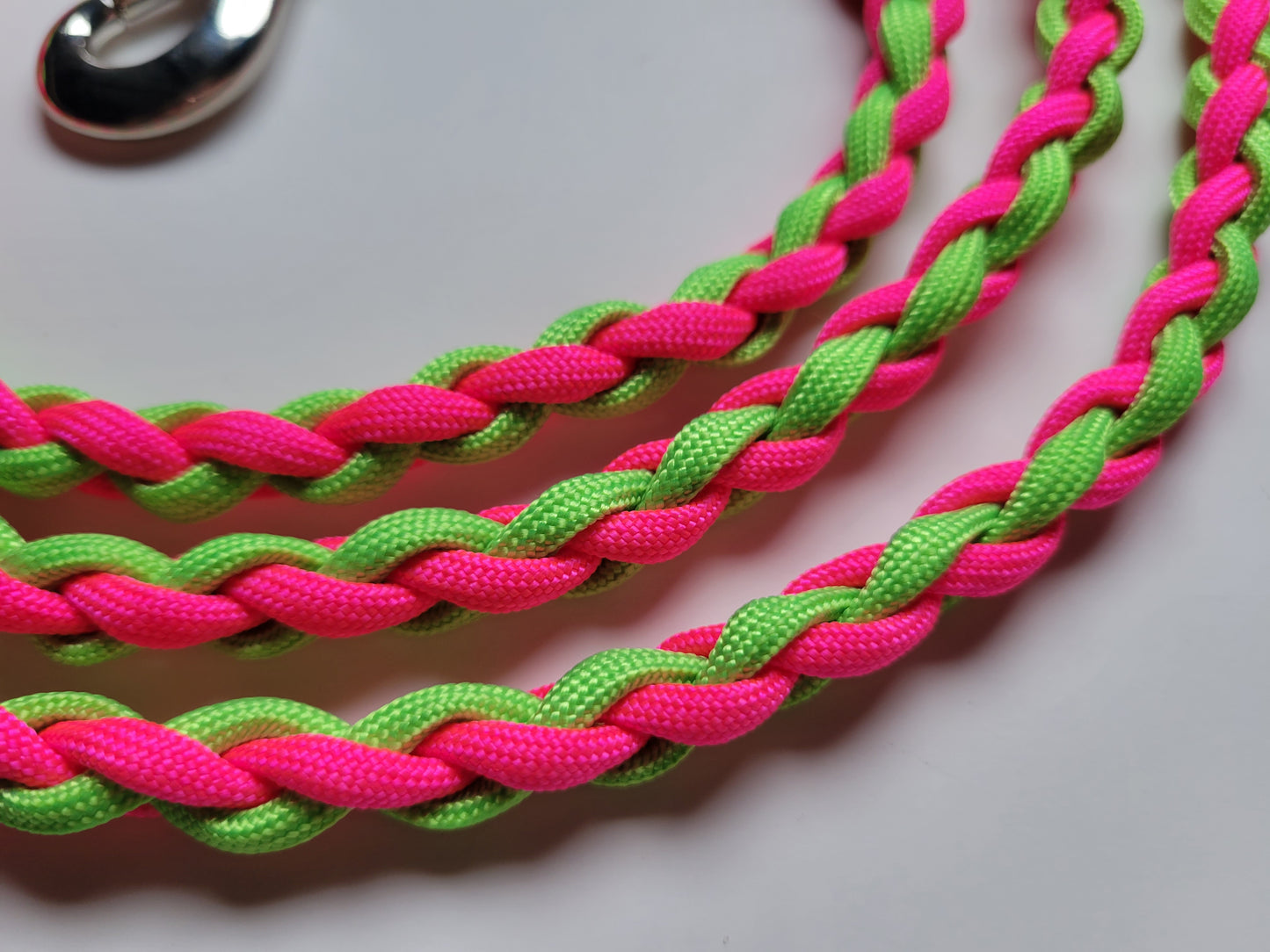 Paracord Braided Dog Leash Lead 5 1/2 ft (Lime Green & Hot Pink) Med or Lg Dog Training Walking