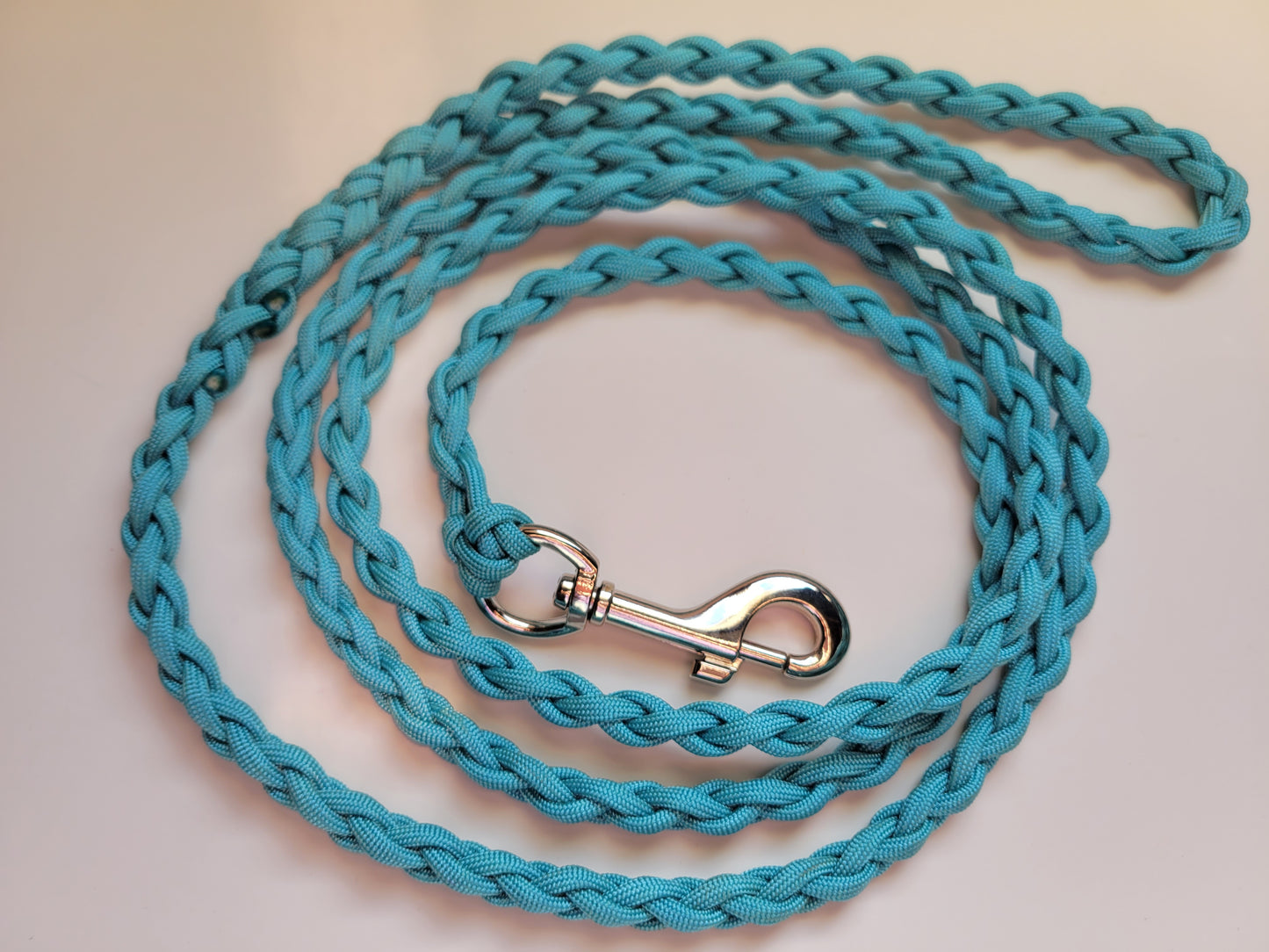 Paracord Braided Dog Leash Lead 5 1/2 ft (Turquoise Blue) Med or Lg Dog Training Walking