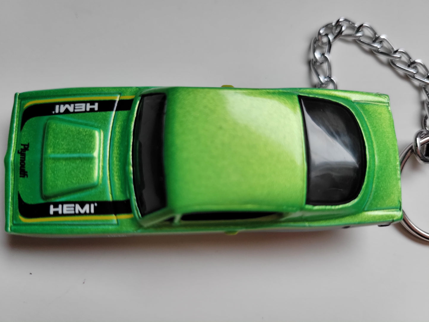 Diecast Car Keychain Hot Wheels Top Rides 68 BARRACUDA  (Green)