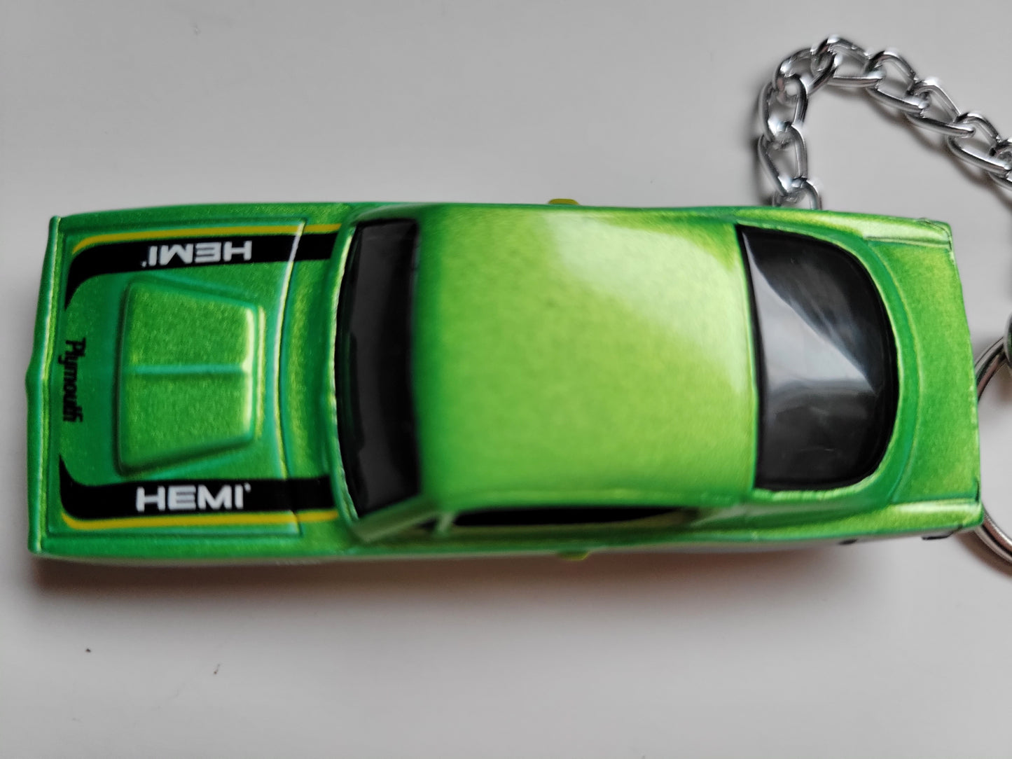 Diecast Car Keychain Hot Wheels Top Rides 68 BARRACUDA  (Green)